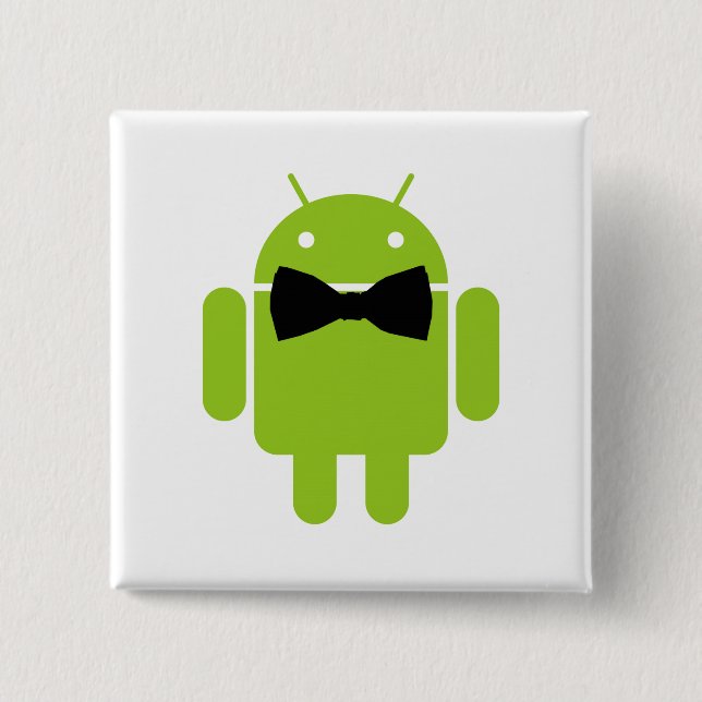 Bóton Quadrado 5.08cm Gráfico formal do ícone do robô do Android (Frente)