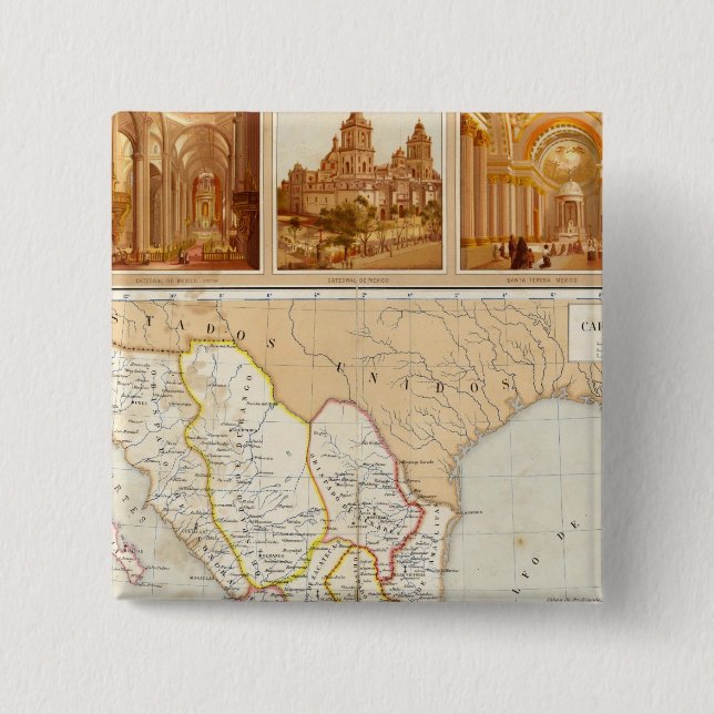 Bóton Quadrado 5.08cm Gráfico Religioso do México (Frente)