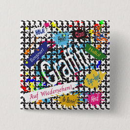 Bóton Quadrado 5.08cm Grafite Saudações