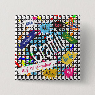 Bóton Quadrado 5.08cm Grafite Saudações