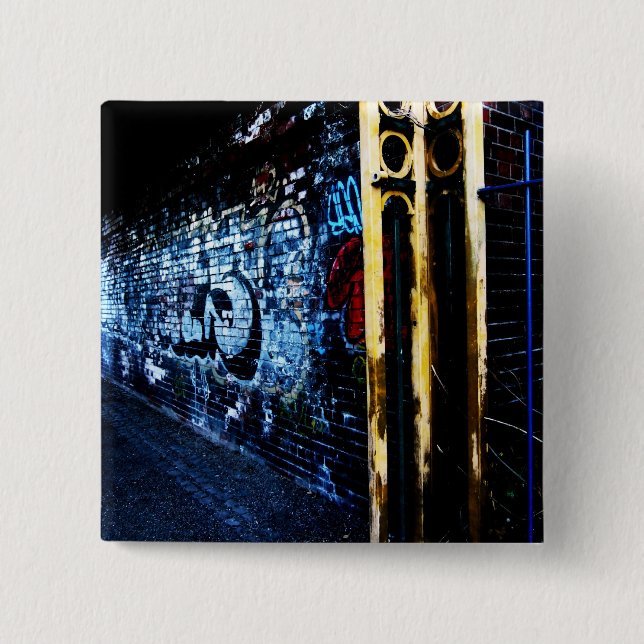Bóton Quadrado 5.08cm Grafites em a noite (Frente)