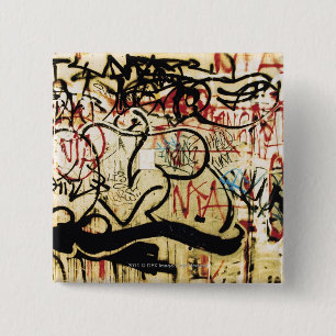 Bóton Quadrado 5.08cm Grafites em uma parede