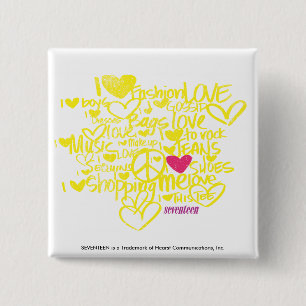 Bóton Quadrado 5.08cm Grafites magentas/amarelo