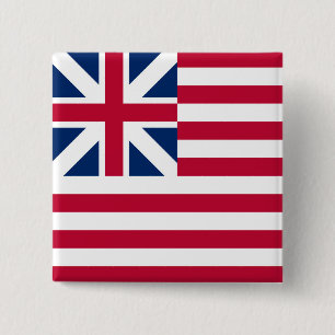 Bóton Quadrado 5.08cm Grand Union, 1ª Bandeira dos EUA das Colônias