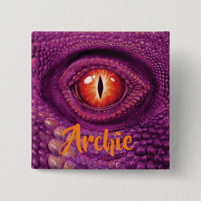 Bóton Quadrado 5.08cm Grande Crachá quadrado com o Olho do Dragão monogr (Frente)