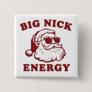 Bóton Quadrado 5.08cm Grande Energia Nick Divertido Natal Vintage Santa