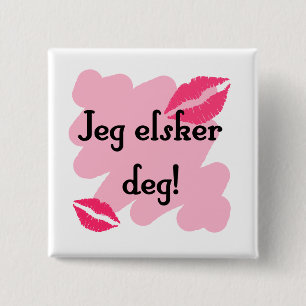 Bóton Quadrado 5.08cm Grau do elsker de Jeg - norueguês eu te amo