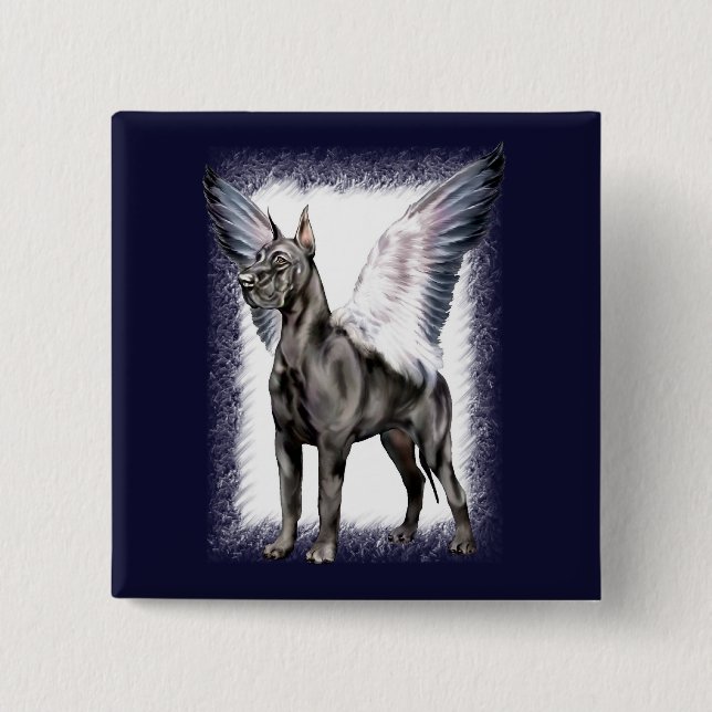 Bóton Quadrado 5.08cm Great Dane Angel Black (Frente)