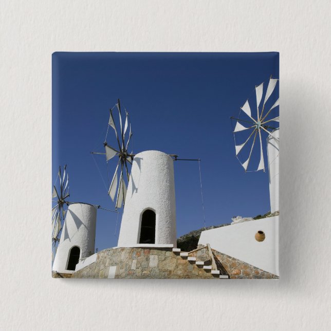 Bóton Quadrado 5.08cm GRÉCIA, CRETE, Província de Iraklio, Ano Kera: (Frente)