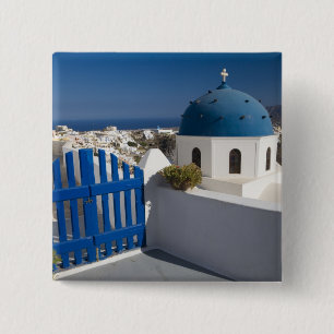 Bóton Quadrado 5.08cm Grécia e Ilha Grega de Santorini a partir do