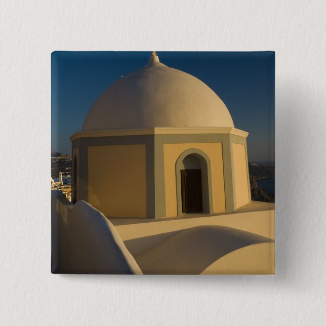 Bóton Quadrado 5.08cm Grécia e Ilha Grega de Santorini cidade de 2 (Frente)