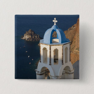 Bóton Quadrado 5.08cm Grécia e ilha grega de Santorini, cidade de Oia 2