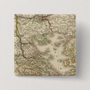 Bóton Quadrado 5.08cm Grécia histórica, mapa do atlas de Paris