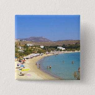 Bóton Quadrado 5.08cm Grécia, Ilha de Paros, Praia de Krios vista de cim