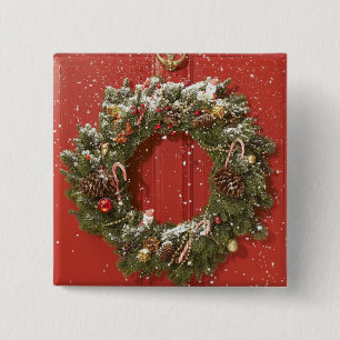 Bóton Quadrado 5.08cm Grinalda do Natal que pendura em uma porta