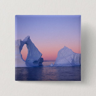 Bóton Quadrado 5.08cm Groenlândia, Iceberg ao pôr do sol.