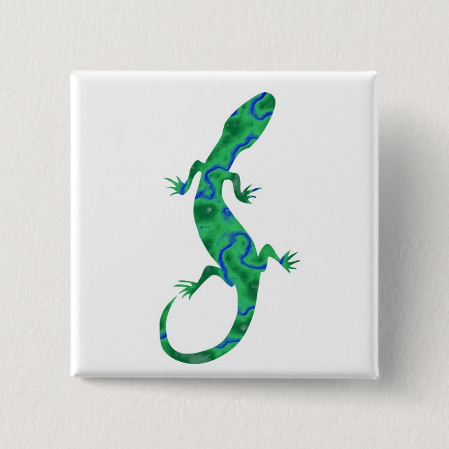 Bóton Quadrado 5.08cm Grüner Gecko ArtDeco (Frente)