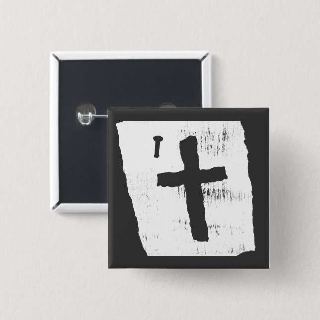 Bóton Quadrado 5.08cm Grungy Christian Cross (Frente & Verso)