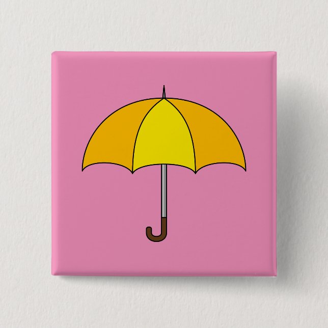 Bóton Quadrado 5.08cm Guarda-chuva Amarelo (Frente)