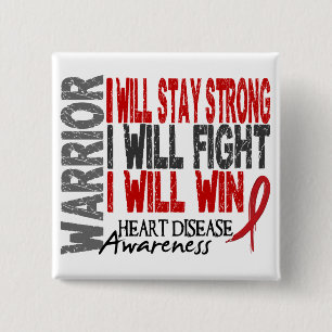 Bóton Quadrado 5.08cm Guerreiro da doença cardíaca