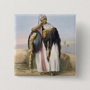 Bóton Quadrado 5.08cm Guerreiro do Amhara, Etiópia, ilustração de '
