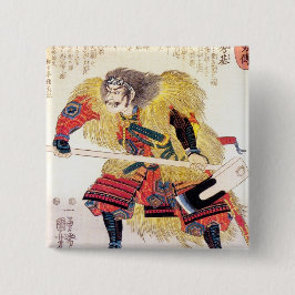 Bóton Quadrado 5.08cm Guerreiro samurai tradicional do Japão Legal