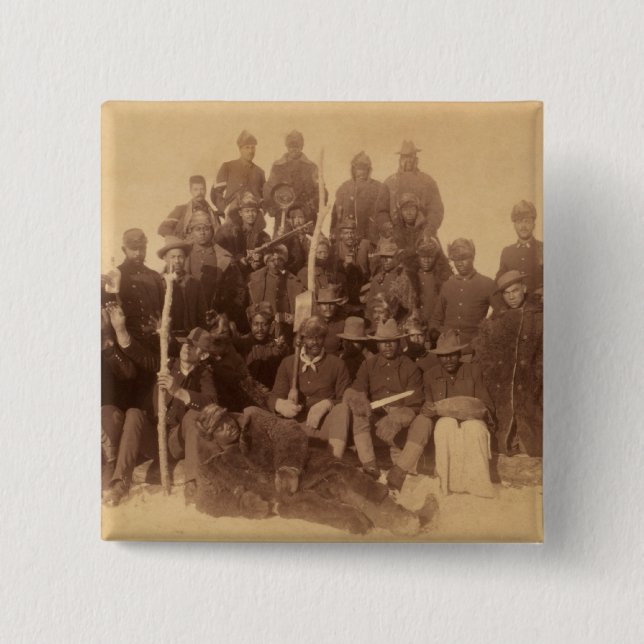 Bóton Quadrado 5.08cm Guerreiros de Buffalo: Cavalaria Negra Americana L (Frente)