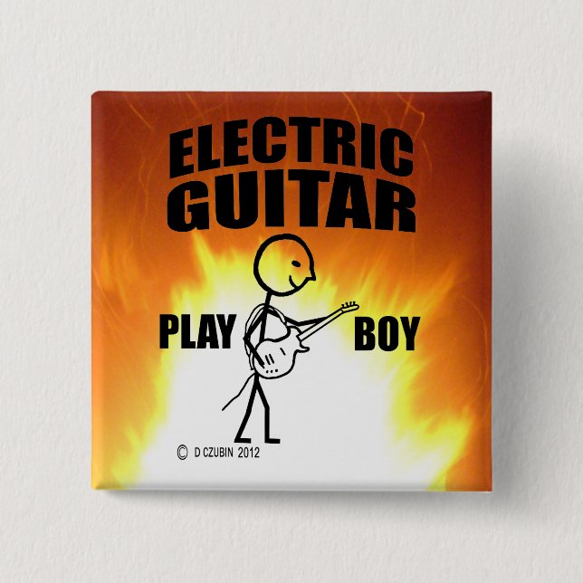 Bóton Quadrado 5.08cm Guitarra Elétrica (Frente)