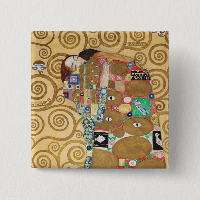 Bóton Quadrado 5.08cm Gustav Klimt - Fulfillment, Stoclet Frieze (Frente)