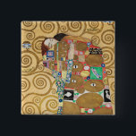 Bóton Quadrado 5.08cm Gustav Klimt - Fulfillment, Stoclet Frieze<br><div class="desc">The Tree of Life,  Stoclet Frieze,  Fulfillment Lovers - Gustav Klimt,  Cardboard,  1909</div>