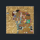 Bóton Quadrado 5.08cm Gustav Klimt - Fulfillment, Stoclet Frieze<br><div class="desc">The Tree of Life,  Stoclet Frieze,  Fulfillment Lovers - Gustav Klimt,  Cardboard,  1909</div>