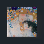 Bóton Quadrado 5.08cm Gustav Klimt - Mãe e Filho<br><div class="desc">Mãe e Criança (detalhe da Mulher de Três Idades) - Gustav Klimt,  Oil on Canvas,  1905</div>