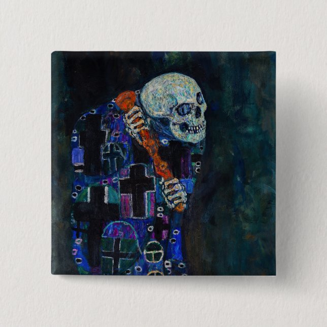 Bóton Quadrado 5.08cm Gustav Klimt - Morte e Vida (Frente)
