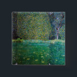 Bóton Quadrado 5.08cm Gustav Klimt - Parque Schloss Kammer am Attersee<br><div class="desc">Pond of Schloss Kammer no Attersee / The Park of Schloss Kammer am Attersee - Gustav Klimt,  Oil on Canvas,  1910</div>