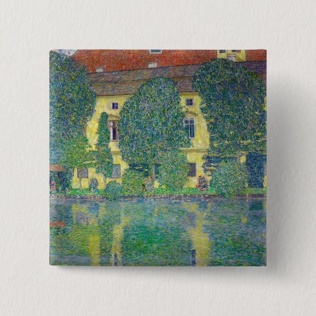Bóton Quadrado 5.08cm Gustav Klimt - Schloss Kammer am Attersee III (Frente)