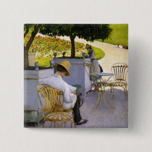 Bóton Quadrado 5.08cm Gustave Caillebotte - As Árvores Laranja