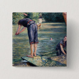 Bóton Quadrado 5.08cm Gustave Caillebotte - Banhistas, Margem do Yerres