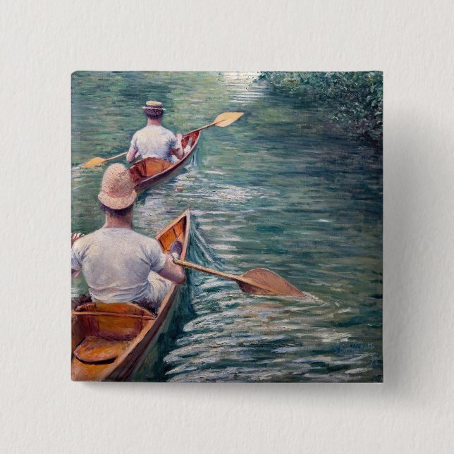 Bóton Quadrado 5.08cm Gustave Caillebotte - Canoas no Yerres (Frente)