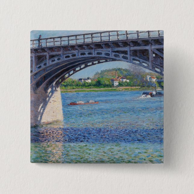 Bóton Quadrado 5.08cm Gustave Caillebotte - Ponte em Argenteuil & Seine (Frente)