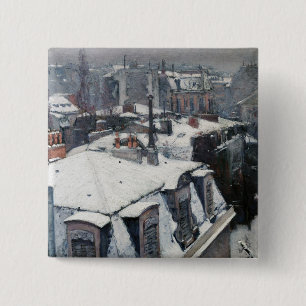 Bóton Quadrado 5.08cm Gustave Caillebotte - Telhados na neve