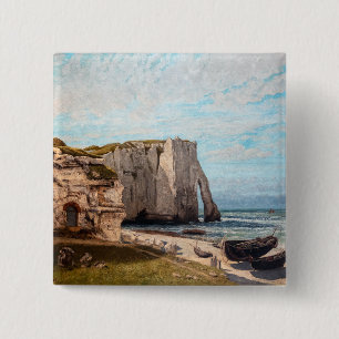 Bóton Quadrado 5.08cm Gustave Courbet - Cliff no Etretat após a tempesta