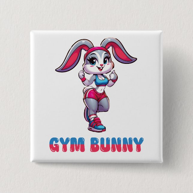 Bóton Quadrado 5.08cm Gym Bunny (Frente)