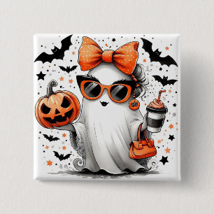Bóton Quadrado 5.08cm Halloween Ghost