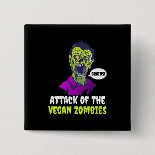 Bóton Quadrado 5.08cm Halloween Gift   Ataque Do Vegan