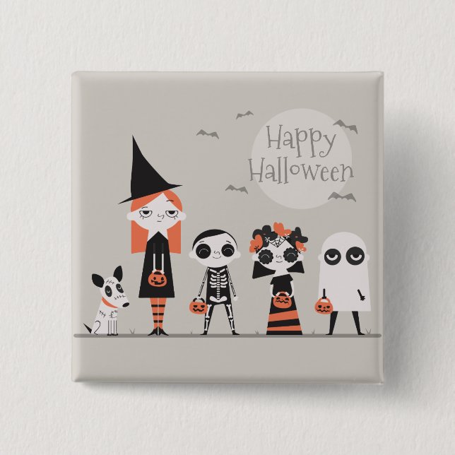 Bóton Quadrado 5.08cm Halloween simples, mas elegante | Botao (Frente)