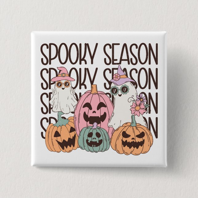 Bóton Quadrado 5.08cm Halloween Spooky Season (Frente)
