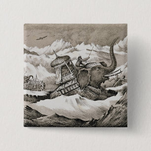 Bóton Quadrado 5.08cm Hannibal (247-c.183 BC) e suas CTOC dos elefantes