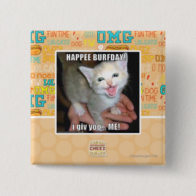 BÓTON QUADRADO 5.08CM HAPPEE BURFDAY! (Frente)