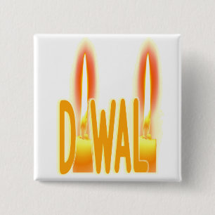 Bóton Quadrado 5.08cm Happy Diwali Luzes velas de tipografia
