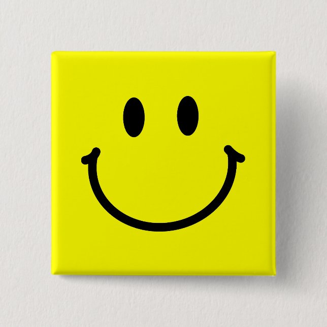 Bóton Quadrado 5.08cm Happy Face Button (Frente)